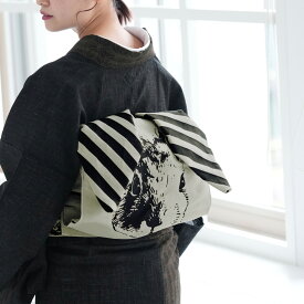 【ニコアンティーク 差すだけ1分！プロ監修 縞々うさぎ作り帯　リバーシブル】不器用さんでも簡単 ワンタッチで憧れモデル着付け帯アレンジ完成　時短　胴部分がうさぎ/斜めストライプリバーシブルで2倍楽しい！作り帯 つけ帯 造り帯 浴衣用帯 着物 レトロモダン