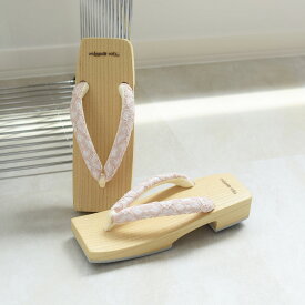 【ニコアンティーク 高級桐下駄 レース鼻緒 SSサイズ 約22〜23.5cm 角型右近 白木】国産 日本製 げた 単品 徳島の下駄職人さんと滋賀の鼻緒職人さんの手仕事 浴衣はもちろん、足袋を履いて着物にも ひとつひとつ表情が異なるあなただけの1点物