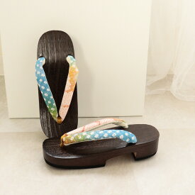 【ニコアンティーク 高級桐下駄 有松絞り鼻緒 Mサイズ 高右近 焼】国産 日本製 げた 単品 伝統工芸有松絞り生地使用徳島の下駄職人さんと滋賀の鼻緒職人さんの手仕事 浴衣はもちろん、足袋を履いて着物にも ひとつひとつ表情が異なるあなただけの1点物