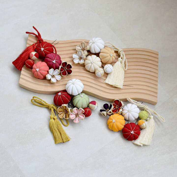 楽天市場】【髪飾り Uピン8点セット まんまるつまみ細工＆タッセル 