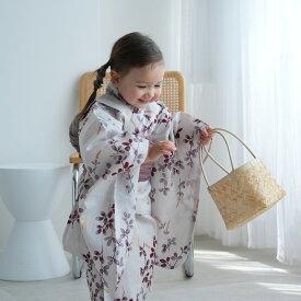 【utatane kids 高級変わり織 子供浴衣3点セット 女の子 いちご色に溶け込む萩とトンボ】 ここでしか買えない昭和初期アンティーク復刻版 こども浴衣セット ( ゆかた・帯・下駄 ) 3歳 4歳 5歳 6歳 7歳 8歳 9歳 10歳 レトロ キッズ 国産生地 国内染色