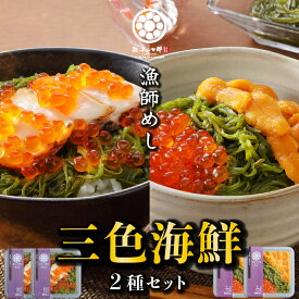 海鮮丼 父の日 ギフト プレゼント 【三色 海鮮 2種 4パックセット】 三陸 アワビ イクラ ウニ メカブ 産地直送 送料無料 冷凍 誕生日 贈答用 ご飯のお供 お取り寄せ グルメ 高級 あわび いくら うに めかぶ ハレの日の食卓に三陸の海鮮