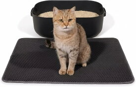 猫砂マット 二層 ハニカム構造 砂取りマット 水洗い対応 ブラック グレー