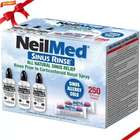 ニールメッド NeilMed 250包 サイナスリンス リフィル 鼻洗浄液 鼻うがい キット 花粉症対策 (+240mlボトル×3本 箱入りセット) 送料無料