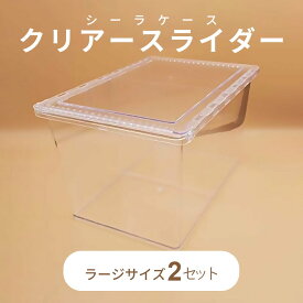昆虫飼育 カブトムシ クワガタ まとめ買い クリアスライダー ラージ シーラケース 2個セット セパレーター付 昆虫ケース 飼育ケース クリアケース