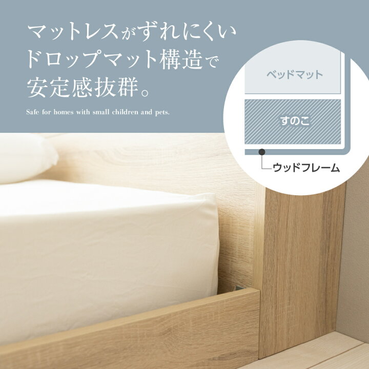 楽天市場】ローベッド すのこ 宮棚 コンセント付き 木製ベッド ヘッド 