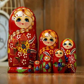 マトリョーシカロシア人形民芸品土産物手作り人形手描きオブジェ7個組20cmインテリア雑貨洋風ギフトプレゼント北欧雑貨伝統工芸おもちゃ飾り誕生日キッズ子供部屋ハロウィンクリスマスピンク赤ja052x1
