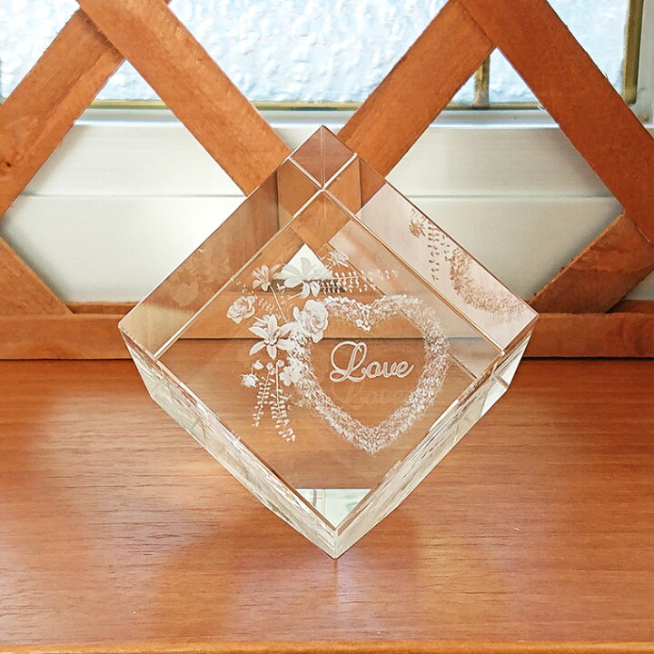 楽天市場】クリスタル 置物 3D オブジェ ハート LOVE クリスマス 