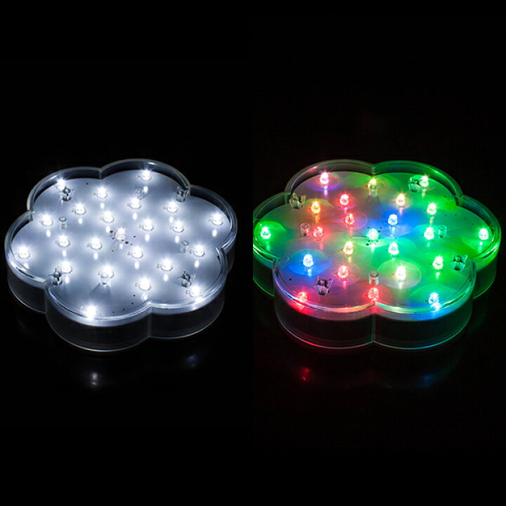 楽天市場】光る 飾り台 LED台座 花型 W15cm 白／レインボー 電池式  