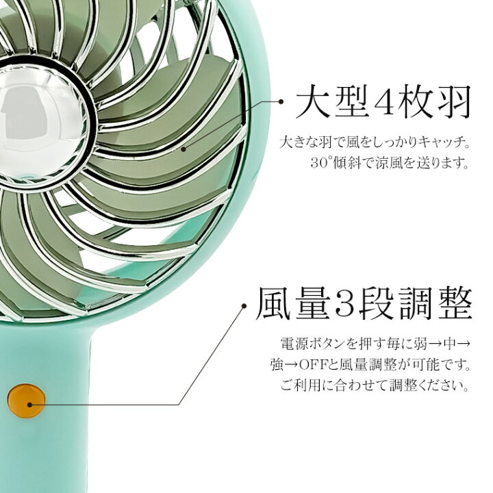 楽天市場 ハンディファン 手持ち扇風機 レトロ扇風機 全3色 Usb 充電式 大容量 2600mah 風量調整 3段階 自立スタンド 長時間使用 扇風機 携帯 小型 かわいい おしゃれ 手持ち 卓上 ハンディーファン ミニ扇風機 ポータブル扇風機 卓上扇風機 熱中症対策 電光ホーム
