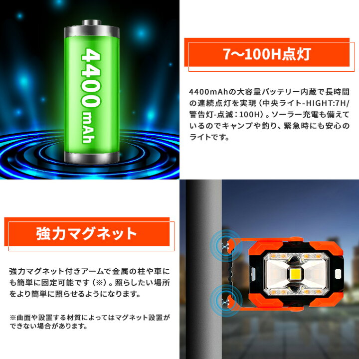 楽天市場】ポータブル ソーラー 投光器 作業灯 ワークライト 充電式 