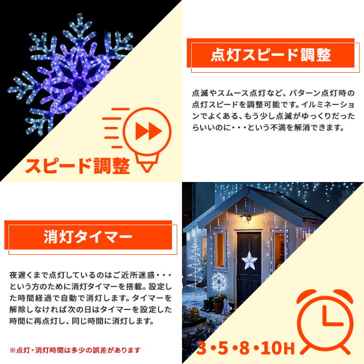 楽天市場】イルミネーション 屋外用 モチーフライト 雪の結晶 63×63cm 
