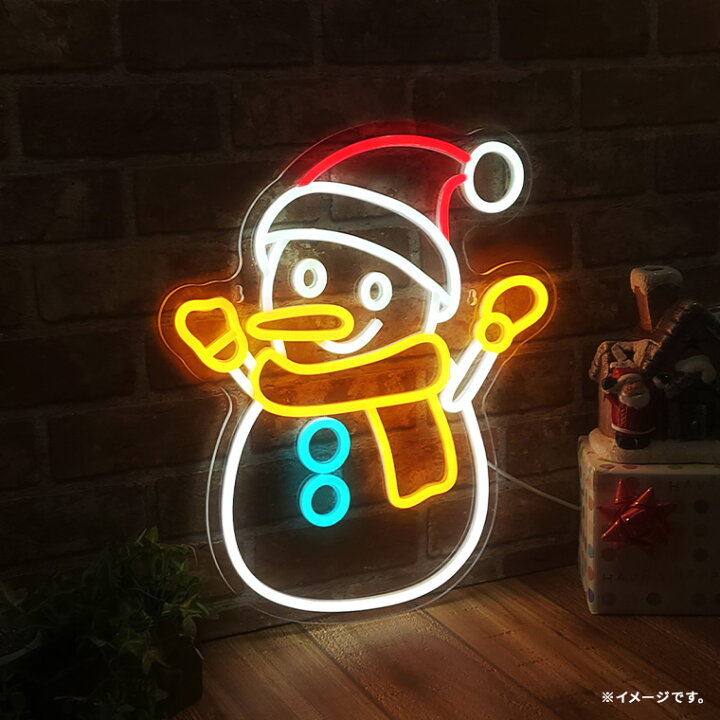 楽天市場】LED ネオンサイン 雪ダルマ スノーマン ロングケーブル 11 