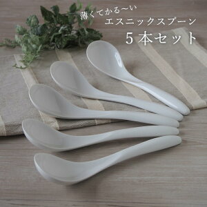 強化磁器 エスニック スプーン 5本セット【一級品】瀬戸焼 薄い 軽い うすい かるい おしゃれ 蓮華 レンゲ リゾット ラーメン スプーン ラーメン オシャレ 使いやすい 口当たり 口当たりがい