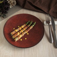 プレート 皿 茜縅 25cm 貫入 赤 赤い皿 朱色 おしゃれ オシャレ 食洗機対応 食器 業務用 ディナー皿 お皿…
