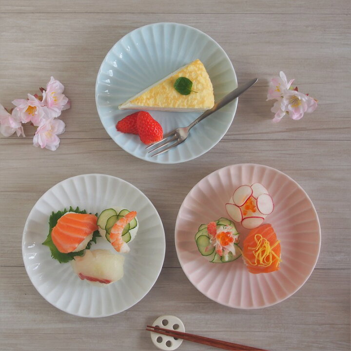 楽天市場】【在庫限り】 かすみ 丸皿 16.5cm 和食器 菊型 白 青白 