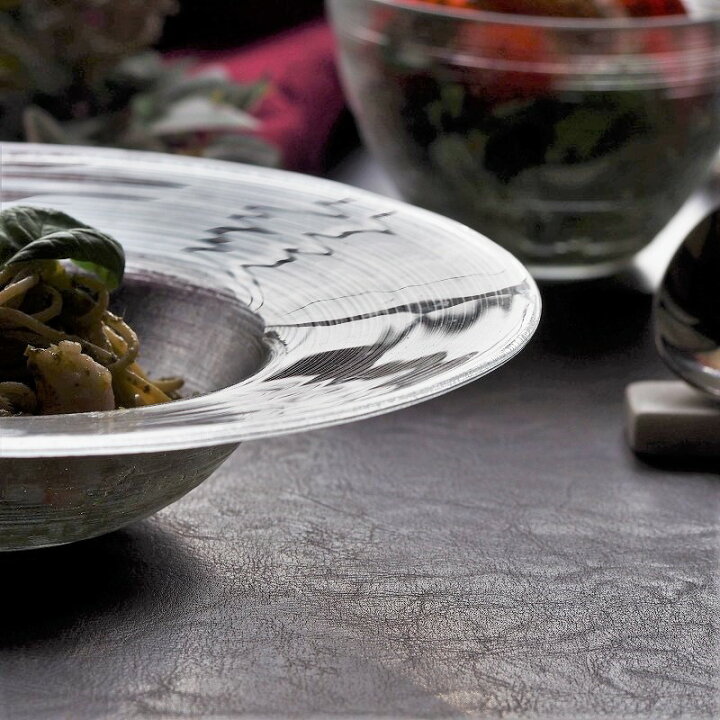 楽天市場 お皿 イマージュ ガラス ライン 22 8cmフラットスープ パスタ パスタ皿 スープ皿 硝子 がらす 食器 ガラス食器 涼しげな食器 ひんやり すずしげ 夏 清涼 おしゃれ オシャレ カフェ おうちカフェ テーブルウェア器彩人うつわさいと