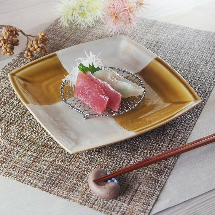 楽天市場】角皿 ずらし 市松 22cm 黄白 大 正月 皿 正角皿 スクエア 