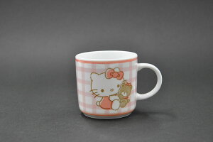 ハローキティ染付マグ (チェック)【日本製】キッズ食器/マグカップ/子供食器/安心/安全/金正陶器/女の子/子ども/子供/日本製/食器/キャラクター/グッズサンリオ/かわいい食器/プレゼント/レ