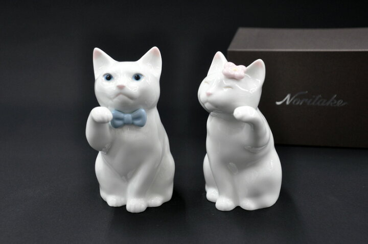 楽天市場】ノリタケ 〜Noritake〜置物「招き猫」小 (ペアセット 