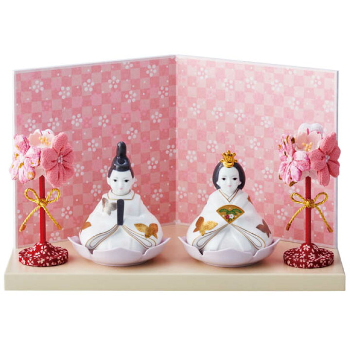 楽天市場】ノリタケ 〜Noritake〜置物 歳時記 ひな人形（桜色屏風 