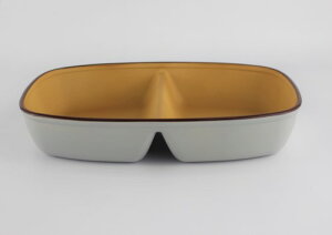 深仕切 二つ仕切 ランチプレート グレー プラスチック 樹脂製 食器 仕切り付 皿 深め 深皿 おしゃれ マットカラー