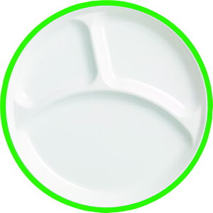 ランチトレイ 丸 白 グリーン 5個セット　樹脂製　仕切皿 ランチプレート 軽い　割れにくい　レンジ・食洗機対応 会津塗