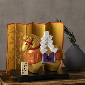 2026年 干支 馬 うま 開運 金彩祭り福午 置物 置き物 コンパクト 正月飾り 個箱入り S05