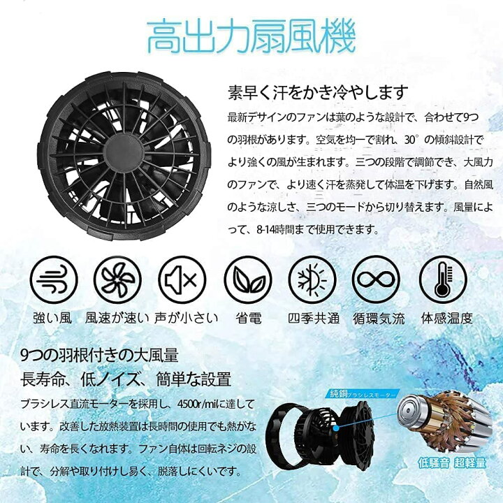 楽天市場】空調作業服 ファン付き作業服 2022夏最新型 扇風服 10000mAh 