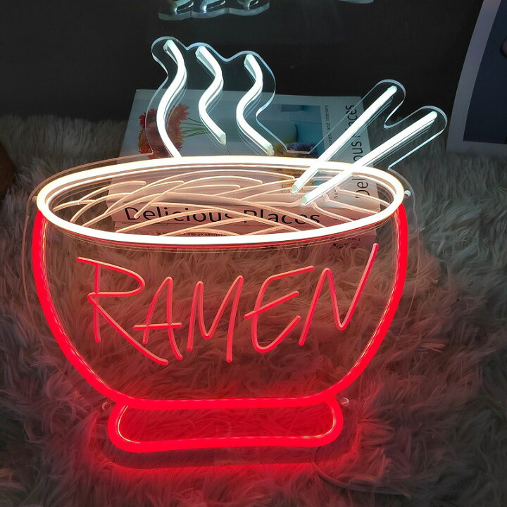 楽天市場】ラーメンネオンサイン LEDネオンライト 壁掛け ネオン看板 