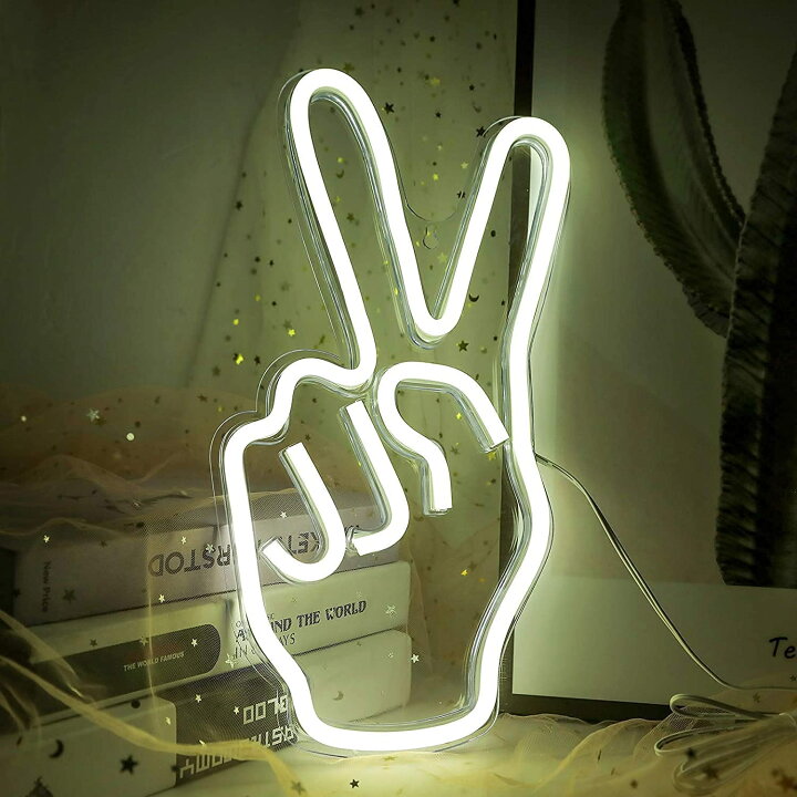 楽天市場】ネオンサイン 「ピースサイン」LEDネオンライト 壁掛け USB 