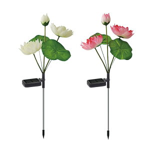 【二本セット】ソーラーライト LED ロータス 蓮 埋め込みライト 屋外 ガーデンデコレーションライト イルミネーションライト 環境にやさしい 省エネ 防水 庭園 芝生 車道 歩道 パーティー ク