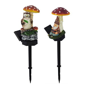2本セット ソーラーライト LED キノコ フクロウ 埋め込みライト かわいい 屋外ガーデンデコレーションライト イルミネーションライト ソーラーパネル付き 環境にやさしい 省エネ 防水 防水