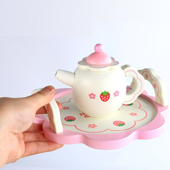 楽天市場】おままごと 木製 ティーセット お茶会 ティートレイセット 