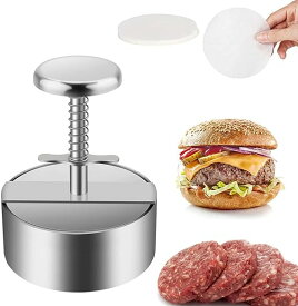 ハンバーガープレス DIY 肉プレス 調理器具 キッチン用品 ハンバーガーメーカー ミートプレス 304ステンレス製 ワックスペーパー (14cm)