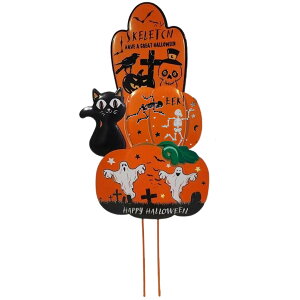パンプキンヤードステークス - ハロウィンの庭の装飾屋外 幽霊 カボチ 魔女 コウモリ付きの不気味なハロウィーンヤードステークス 芝生屋外用ハロウィーンホームデコレーション