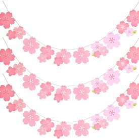 ガーランド 桜 おしゃれ 花 紙ガーラント ペーパーフラワー飾り春 3本入 長さ約2.3m/本 ひな祭り ガーランド 壁掛け 飾り付け 装飾 お花見 雛祭り 桜の季節 お花見 玄関 店舗装飾用 撮影 室内デコレーション (麻紐付き) お花見春の雰囲気 結婚式 運動会 文化祭