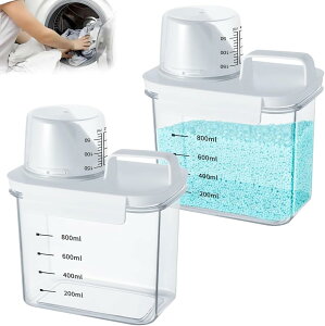 気密洗濯洗剤容器 1100ML 洗剤収納ボックス 粉末洗剤バレル ランドリーパウダー収納ボックス | 柔軟剤 洗濯用 | 貯蔵容器 食材 調味料 キッチン収納 密閉 大容量 詰め替え用 省スペース (2個セ