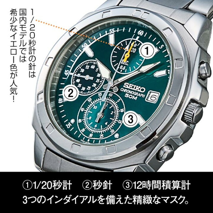楽天市場】SEIKO セイコー クロノグラフ グリーン文字盤 (海外モデル 