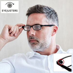 アイジャスターズ度数可変シニアグラス オックスフォード - EYJOXF-BK 老眼鏡 度数 調整 調節 調整可能 調整機能 度数調整 調整できる 男性 紳士 メンズ おしゃれ 軽量 黒 メガネ リーディング