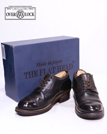 【中古】THE FLAT HEAD ザフラッドヘッド MEDALLION LACE UP SHOES US8.5 NVY 履きシワ有 ヒール減り有 ヒールカウンター修復有 底縫い糸切れ有 F-FS-001