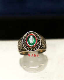 【中古】THE FLAT HEAD ザフラットヘッド 20th Anniversary COLLEGE RING 18号 PNK SILVERxEMERALD F-JR-002B-SP