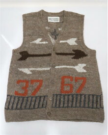 【中古】Barnstormers バーンストーマーズ Hand Spun Hand Knit Andean Alpaca Wool 1960s Bo’s Vest Monterey 37-67 M Mocha K17-03