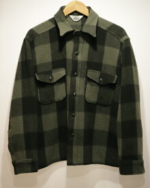 【中古】WOOLRICH　ウールリッチ ～70s ブロックチェックウールCPOシャツ 17 グレーグリーン