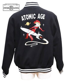 【中古】GOLDEN LOBBY ゴールデン・ロビー MELTON COLLEGE JACKET ATOMIC AGE 38 BLACK