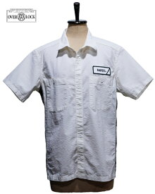 【中古】ROUGH AND RUGGED ラフアンドラゲッド ARROWS SSワークシャツ 1 WHITE RR19-5-S02 COOLMAX素材　シアサッカー生地　ワークシャツ　ガレージワーカースタイル　サーフボーダースタイル　クロスオーバーストリートカルチャー
