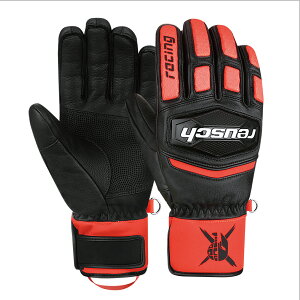 REUSCH ロイシュ スキー グローブ 子供用 レーシング GS ナックルプロテクション 5本指 WORLDCUP WARRIOR GS JUNIOR ブラック/フルオレッド