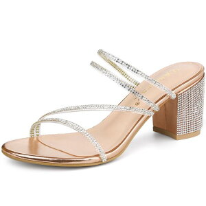 Allegra K �X���C�h �T���_�� �X�g���b�v ���C���X�g�[�� �u���b�N�q�[�� ���f�B�[�X ���[�Y�S�[���h 25.0 cm