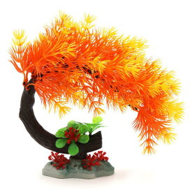 uxcell 水族館の植物 プラスチック製 オレンジ ベタタンク飾り 水族館の風景の飾り