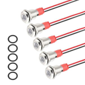 PATIKIL 5�� 10mm( 3/8) �C���W�P�[�^ ���C�g 12V-24V AC/DC 20mA LED ���� �M�� �����v �h�� IP67 �t���b�g �w�b�h �M�� ���C�g 150mm(5.9) �P�[�u�� �t�� �{�[�g �� �p �z���C�g